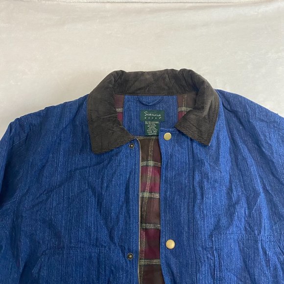 Scandia Woods Button Zip Chambray Corduroy Jacket Plaid Flannel Quilted Lining L - Picture 5 of 16